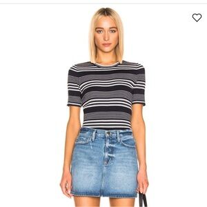 Frame | Panel Short Sleeve Knit Crew Shirt Top